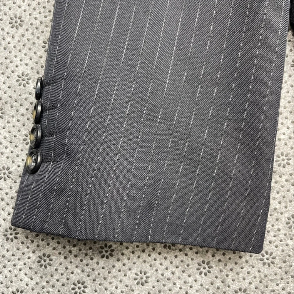 NEW Merona Mens‎ Pinstripe Suit Set 44R Blazer 36x32 Pants Charcoal Gray 2 Piece